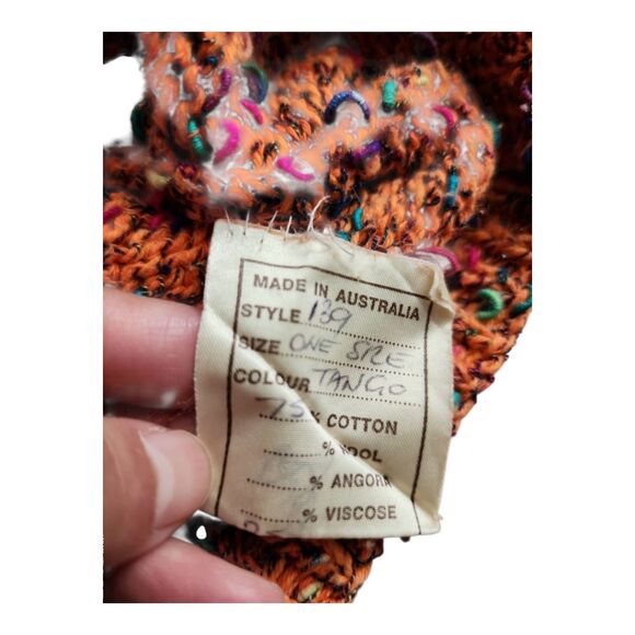 Purl One Australia Hand Knitted Crop Sweater One Size Tango Vintage Artsy Boho - Picture 3 of 11